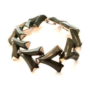 Vintage Mid Century Green Chevron Thermoset Bracelet